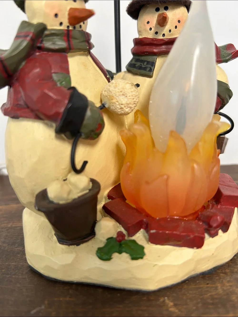 Crazy Mountain Holiday Resin Snowmen & Cardinal Lighted Winter Campfire Decor